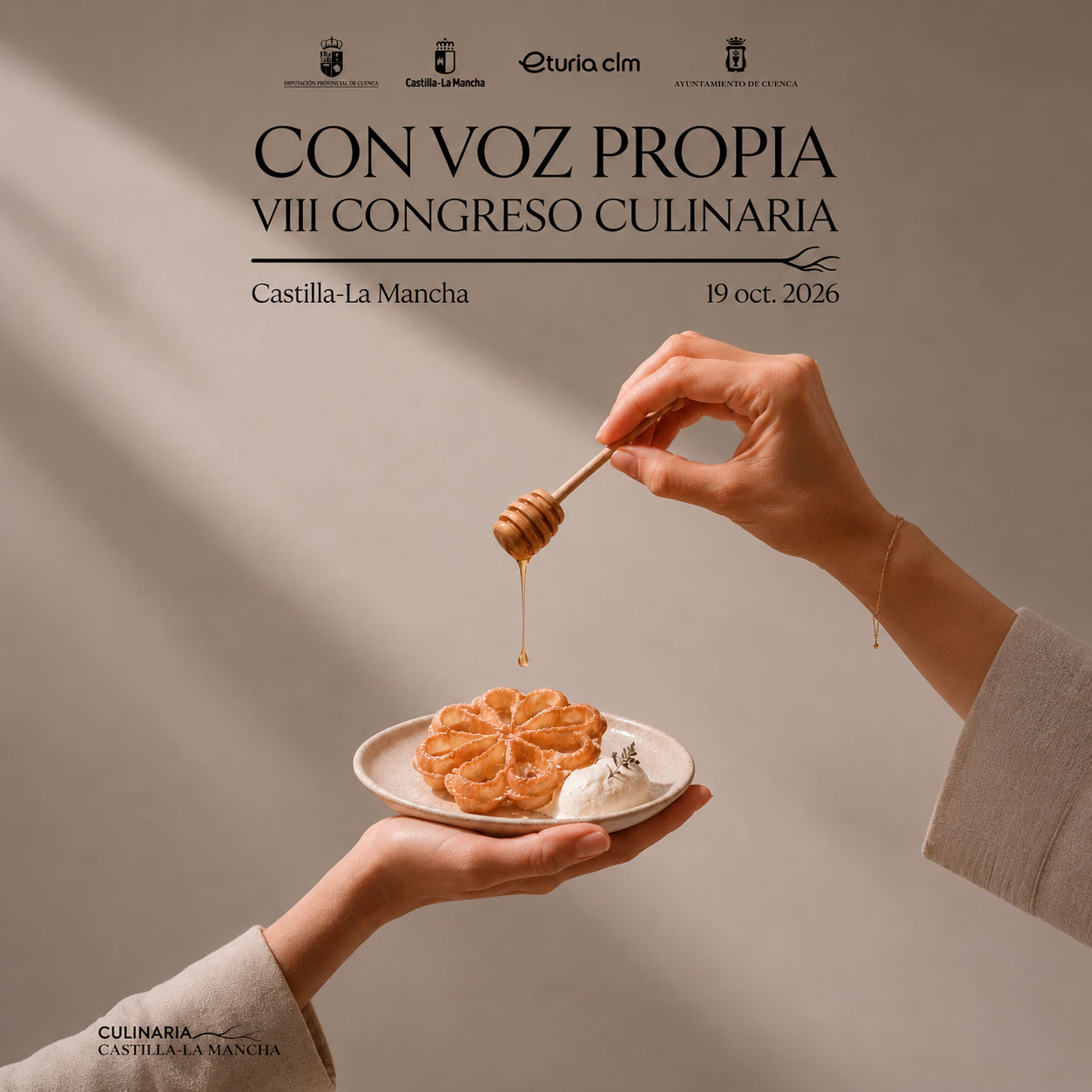 Cartel del VIII Congreso Culinaria Castilla-La Mancha “Con Voz Propia”