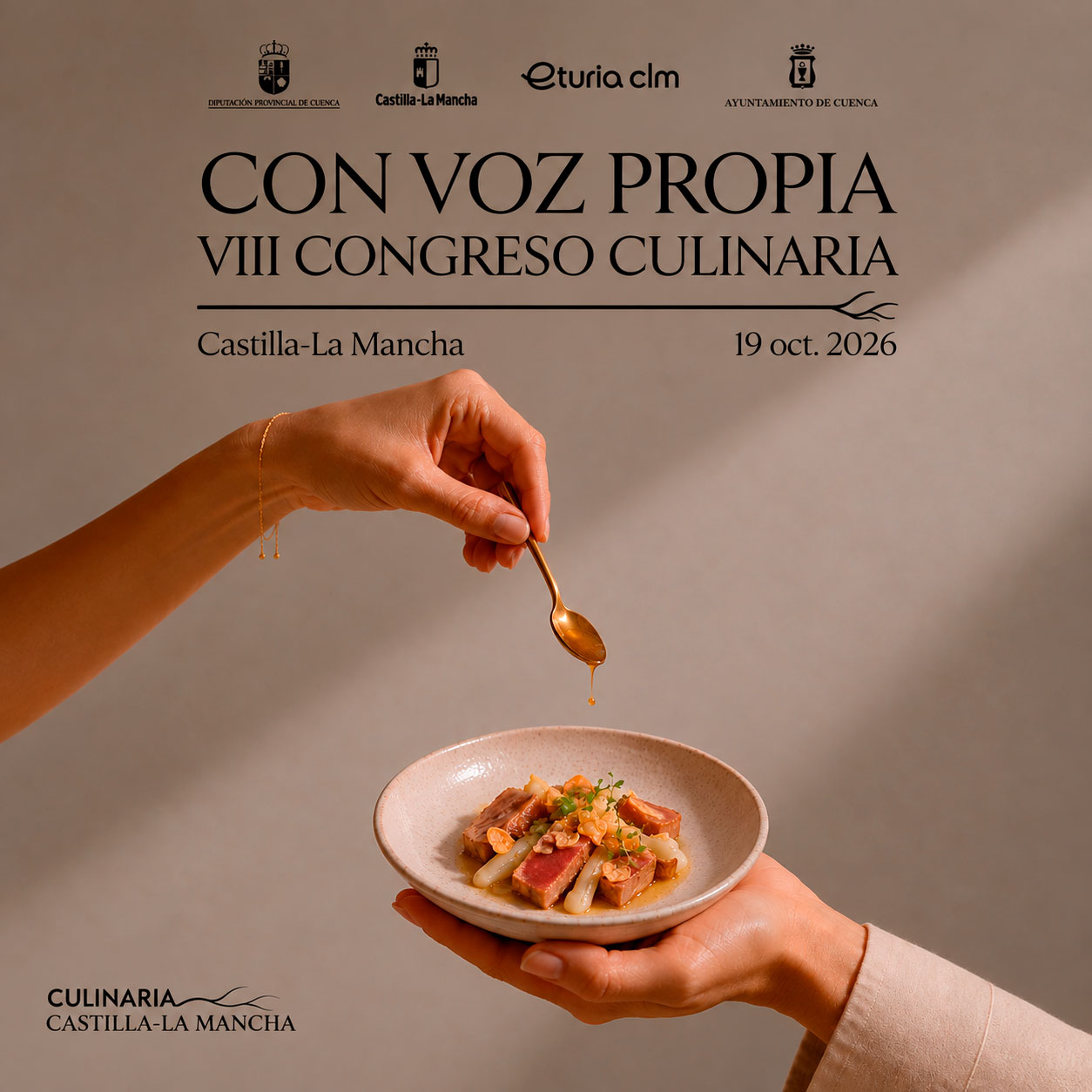 Cartel del VIII Congreso Culinaria Castilla-La Mancha “Con Voz Propia”